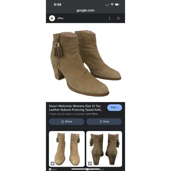 Stuart Weitzman Boots Womens Size 10 Suede Nuprancing Tassel Ankle Booties Fall - Picture 9 of 9
